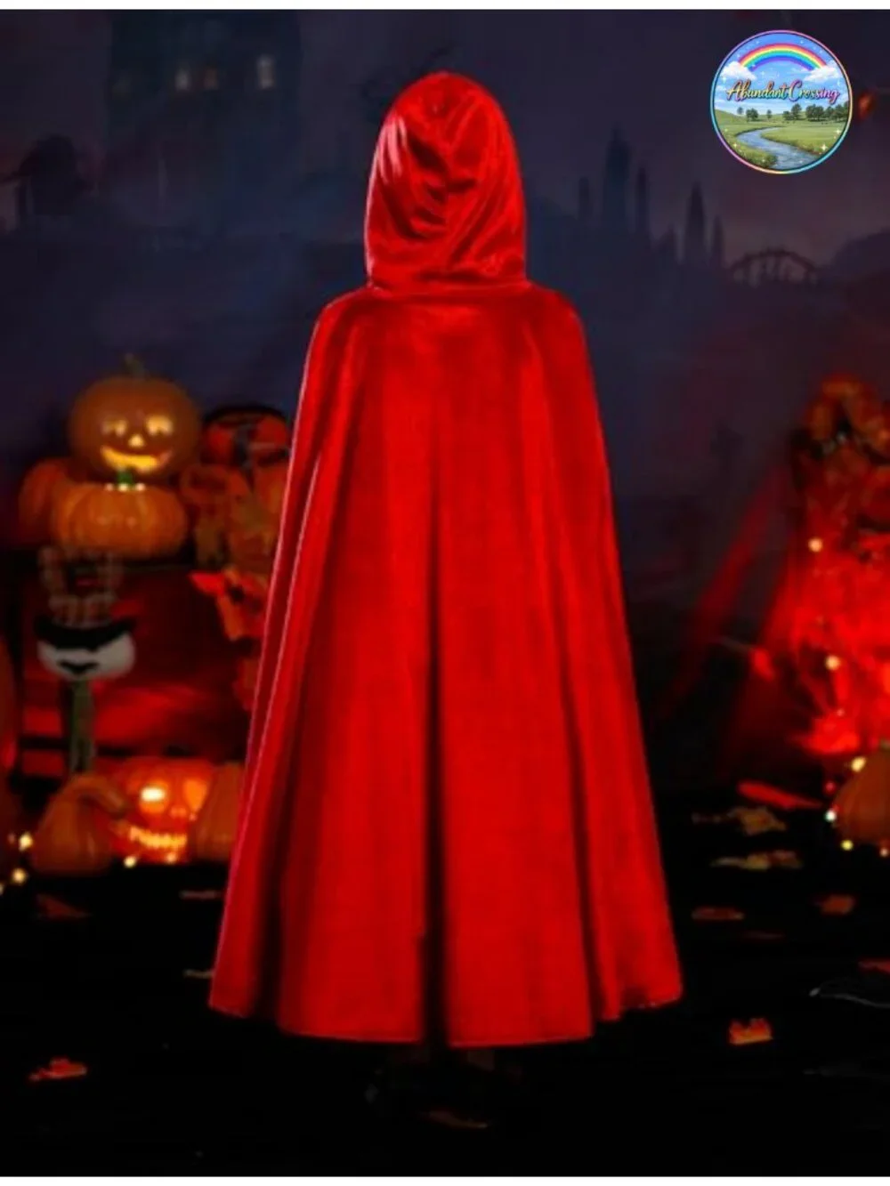 Girls Little Red Riding Hood Costume with Hooded Cape 2PC Dress Up Set